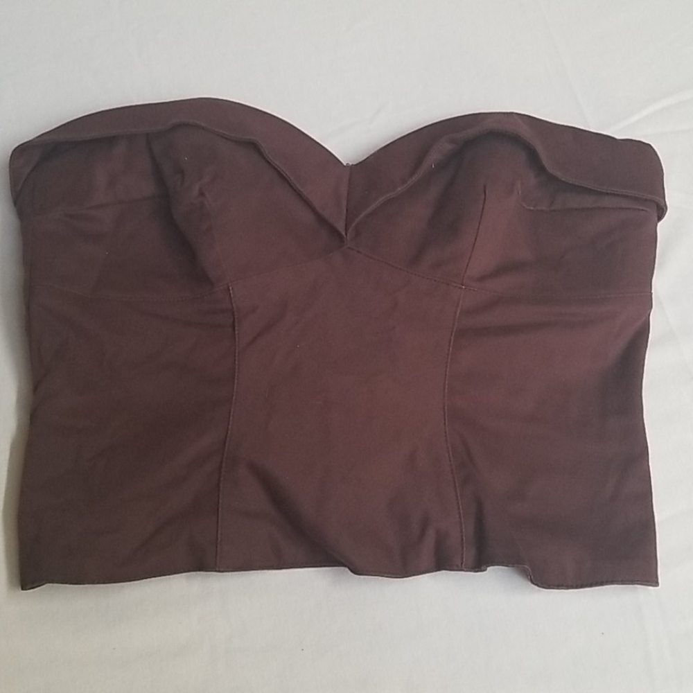Brown scarlett strapless bustier. Size Large